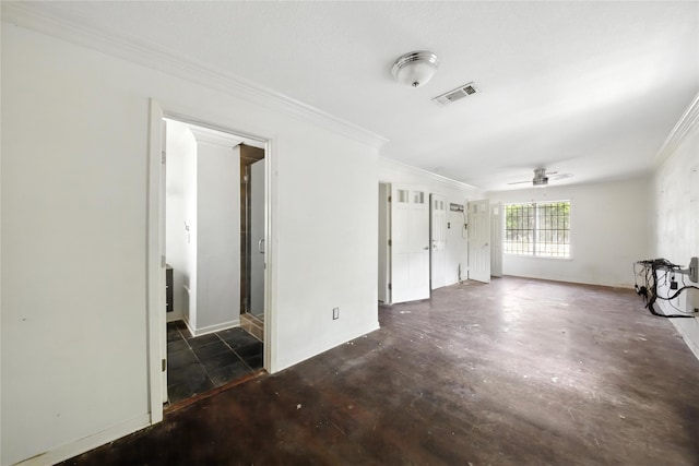 3819 Galway Ln, Houston, TX 77080 - unfurnished living room featuring crown molding and ceiling fan