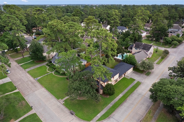 727 Baltic Ln, Houston, TX 77090 - aerial view of property and surrounding area with nearby suburban area and a heavily wooded area