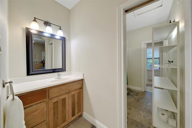 10 Featherfall Pl, Spring, TX 77381 - bathroom featuring vanity and marble finish flooring