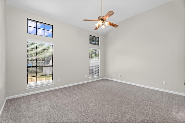 4303 Appalachian Trl, Houston, TX 77345 - carpeted empty room featuring a ceiling fan and high vaulted ceiling