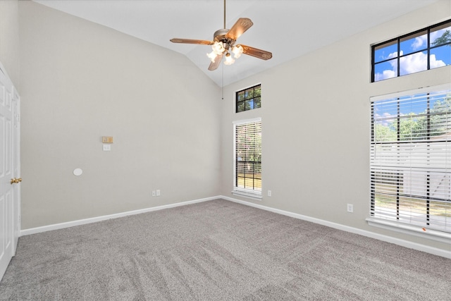 4303 Appalachian Trl, Houston, TX 77345 - carpeted empty room with high vaulted ceiling and a ceiling fan