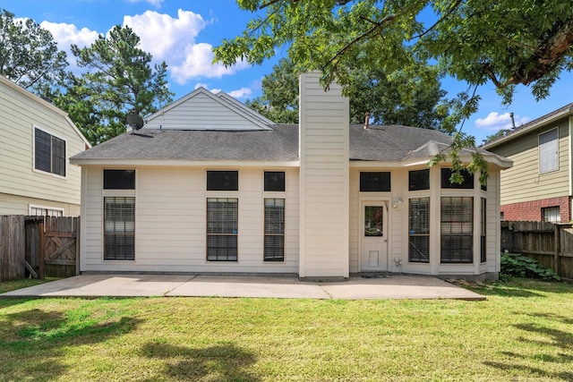 4303 Appalachian Trl, Houston, TX 77345 - back of house featuring a patio area, a shingled roof, and a chimney