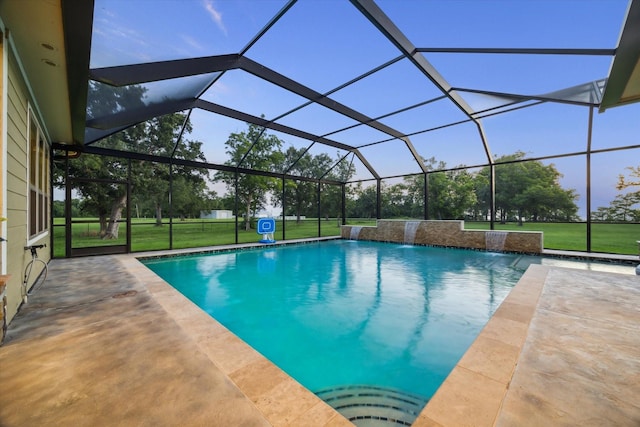 3848 S Main St, Anahuac, TX 77514 - swimming pool featuring a yard, a patio, and glass enclosure
