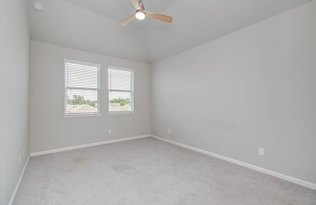1912 Honey Mound Dr, Houston, TX 77080 - empty room featuring light colored carpet, a ceiling fan, and vaulted ceiling