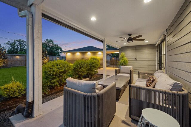 5623 Oak Trail Ln, Houston, TX 77091 - view of patio featuring outdoor lounge area and a ceiling fan