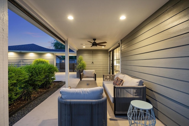 5623 Oak Trail Ln, Houston, TX 77091 - view of patio featuring an outdoor hangout area and a ceiling fan