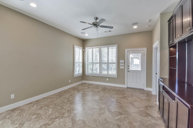 16803 Amelia Island Dr, Cypress, TX 77433 - entryway featuring a ceiling fan and recessed lighting