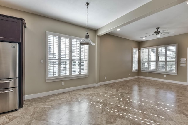 16803 Amelia Island Dr, Cypress, TX 77433 - unfurnished dining area featuring a ceiling fan and recessed lighting
