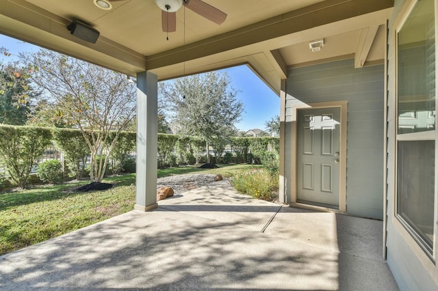 16803 Amelia Island Dr, Cypress, TX 77433 - view of patio featuring ceiling fan