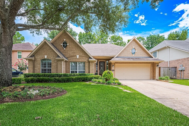 9427 Fern Wood Frst, Houston, TX 77040 - single story home with brick siding, an attached garage, concrete driveway, and a front yard