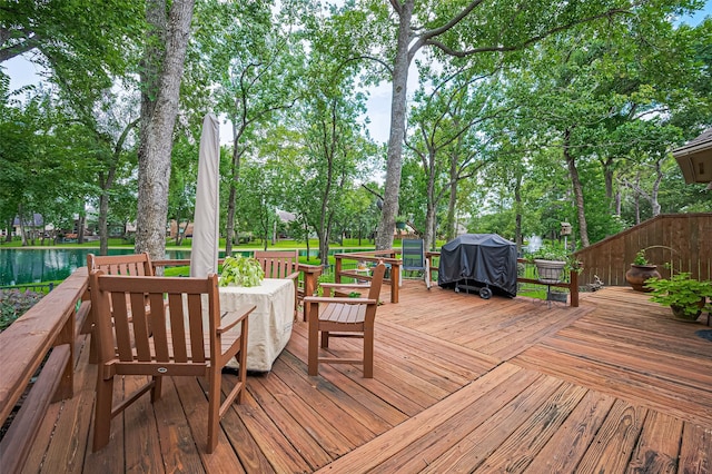 9427 Fern Wood Frst, Houston, TX 77040 - deck featuring a grill and view of scattered trees