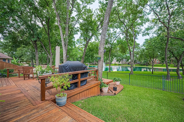 9427 Fern Wood Frst, Houston, TX 77040 - deck with a water view and grilling area