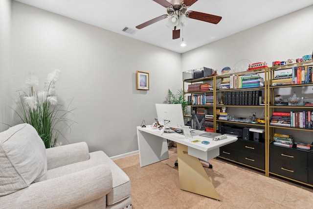 9707 Old Timber Ln, Spring, TX 77379 - home office with ceiling fan and recessed lighting