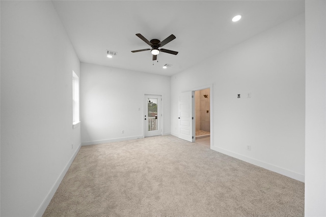 2012 Chew St, Houston, TX 77020 - spare room with light carpet, a ceiling fan, and recessed lighting