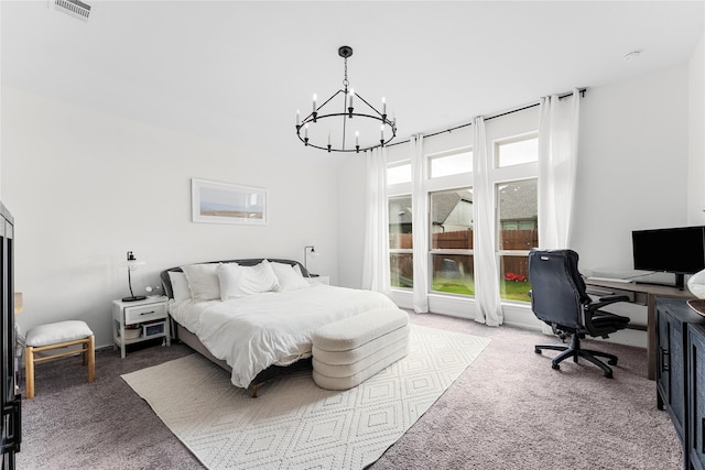7202 Cordgrass Prairie Ln, Katy, TX 77493 - bedroom featuring carpet floors, a chandelier, and an office area