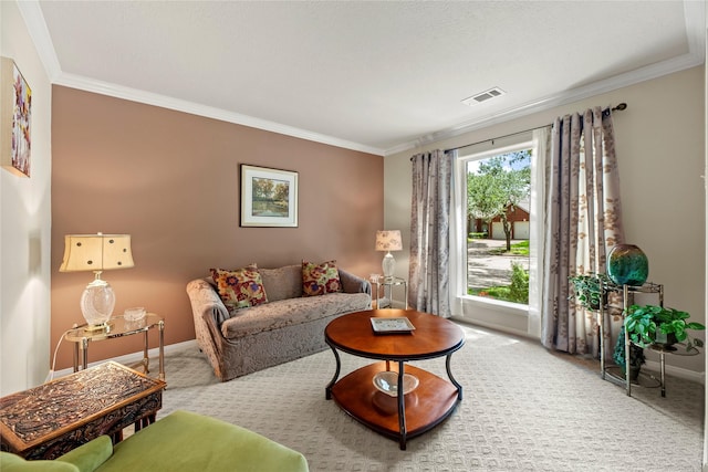 2218 Lashley Ct, Katy, TX 77450 - carpeted living area with crown molding and baseboards