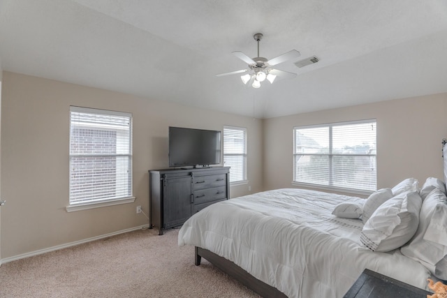 3618 Avalon Spring Ln, Spring, TX 77386 - bedroom featuring light colored carpet, ceiling fan, and vaulted ceiling
