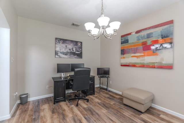3618 Avalon Spring Ln, Spring, TX 77386 - office with wood finished floors and a chandelier