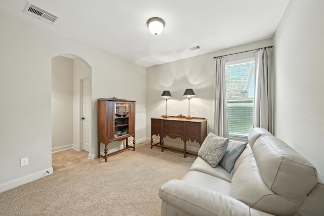 4118 Sage Brush Ct, Manvel, TX 77578 - living area featuring arched walkways and carpet floors