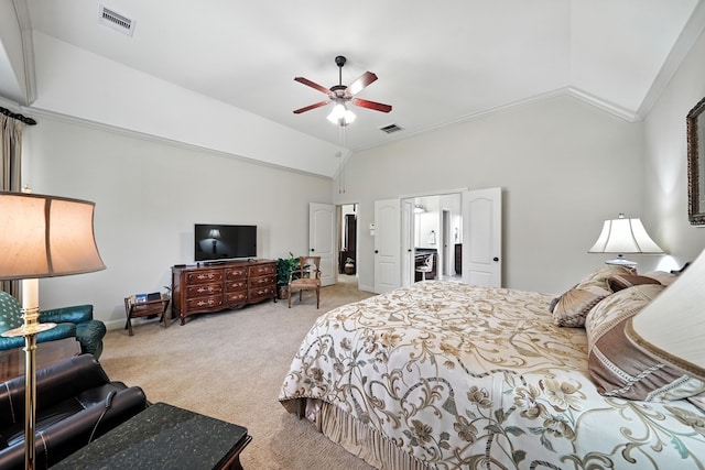 4118 Sage Brush Ct, Manvel, TX 77578 - carpeted bedroom with lofted ceiling and a ceiling fan