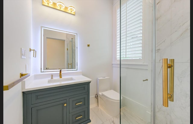 3909 Ella Blvd, Houston, TX 77018 - full bathroom with vanity, marble finish floors, and a marble finish shower