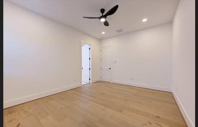 3909 Ella Blvd, Houston, TX 77018 - unfurnished room with a ceiling fan, light wood-style floors, and recessed lighting