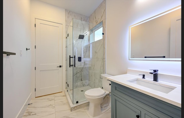3909 Ella Blvd, Houston, TX 77018 - full bathroom featuring marble look tile flooring, vanity, and a marble finish shower