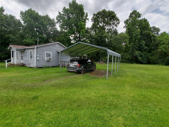 view of yard with a carport