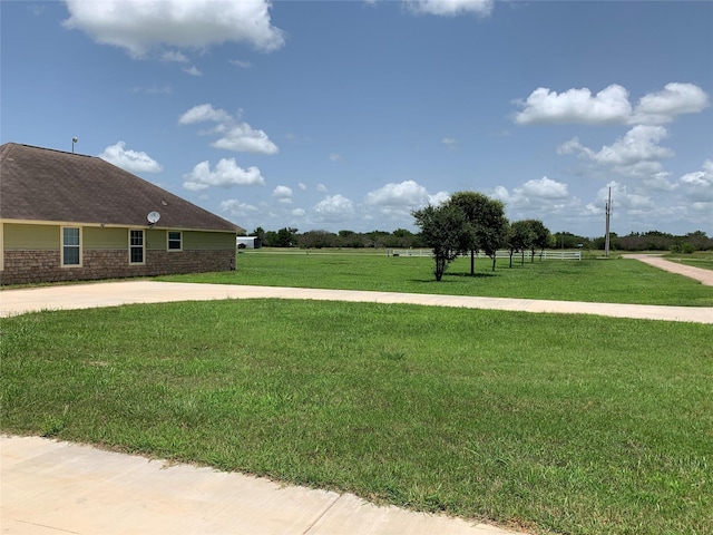 exterior space featuring a rural view and a lawn