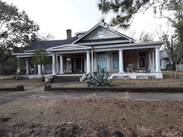 neoclassical home with covered porch