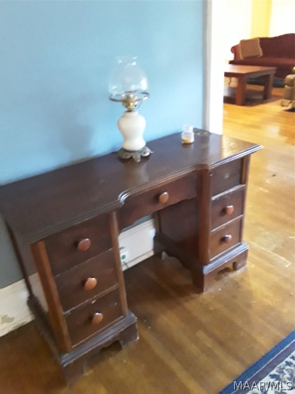 room details featuring dark hardwood / wood-style flooring