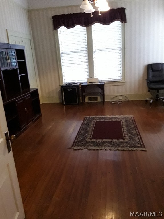 interior space featuring dark wood-type flooring