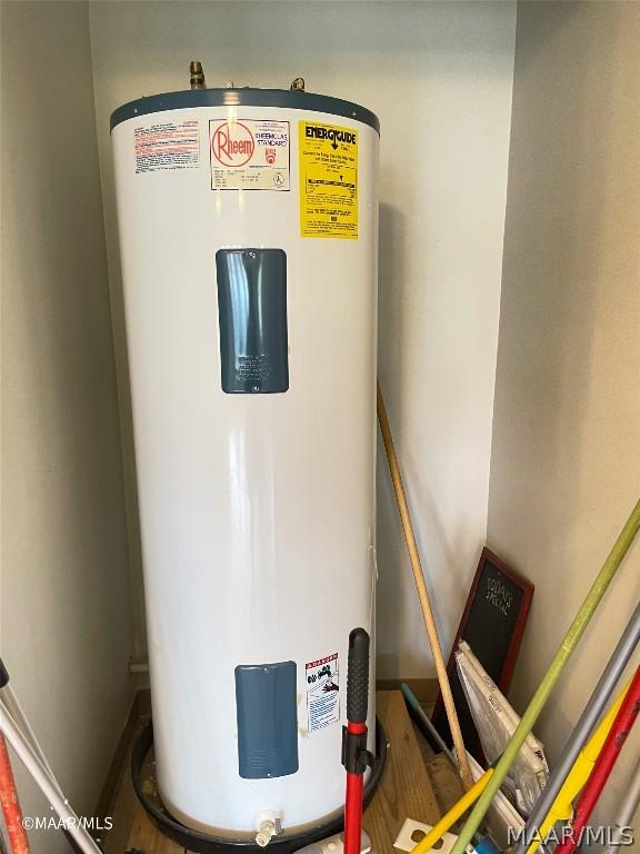 utility room with water heater