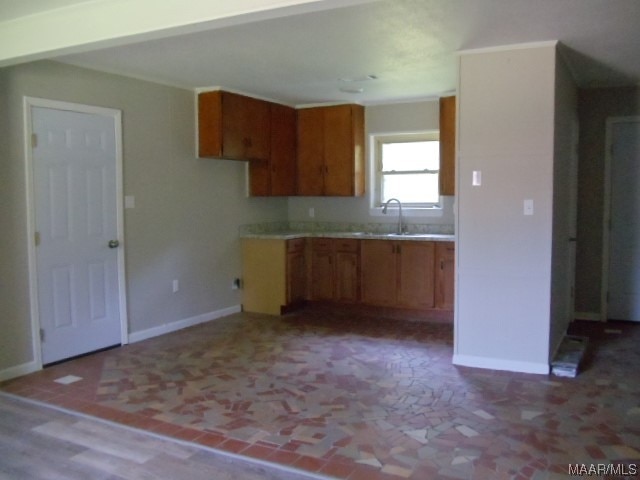 kitchen featuring dark hardwood / wood-style flooring and sink