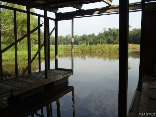 view of dock featuring a water view