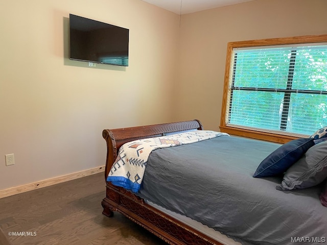 bedroom featuring dark wood-type flooring