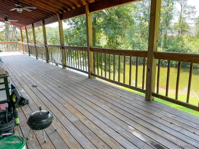 deck featuring a ceiling fan