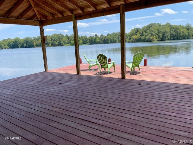 view of dock featuring a water view