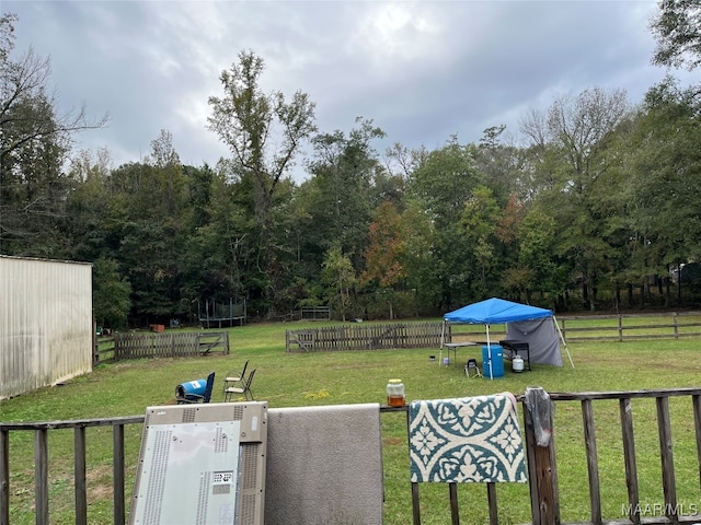 view of yard featuring a trampoline