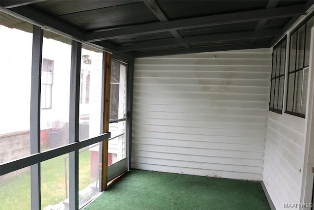 view of unfurnished sunroom