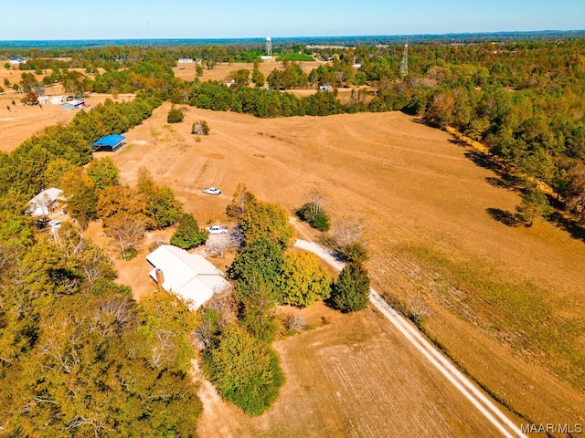 aerial view featuring a rural view