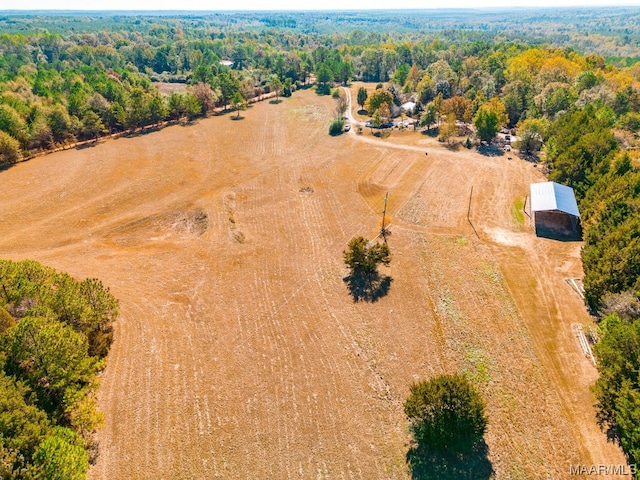 birds eye view of property featuring a rural view