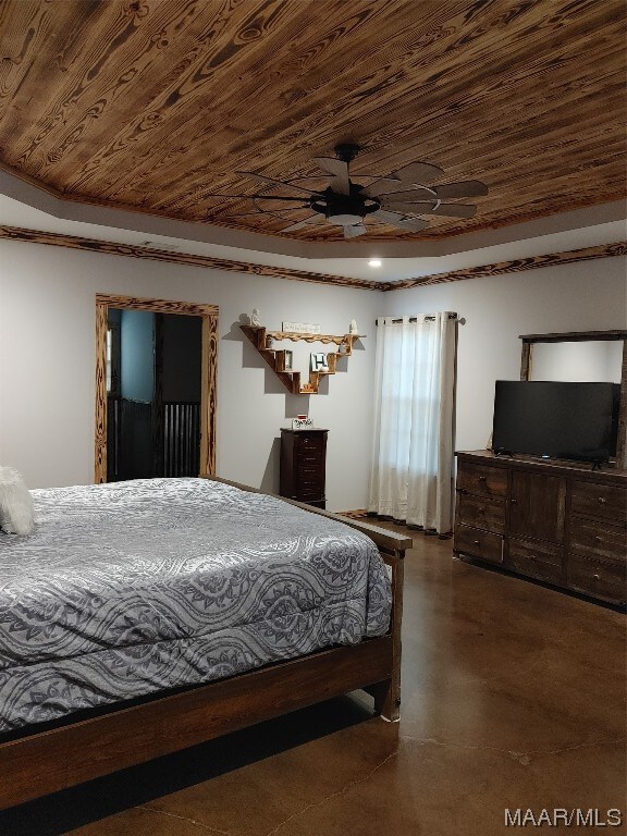 115 County Road 489th Rd, Verbena, AL 36091 - bedroom with wood ceiling and ceiling fan