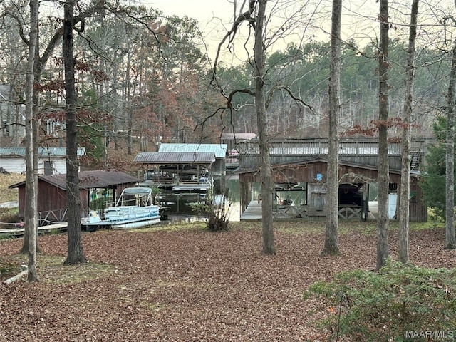 view of yard featuring a boat dock