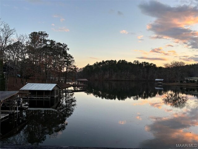 property view of water featuring a dock