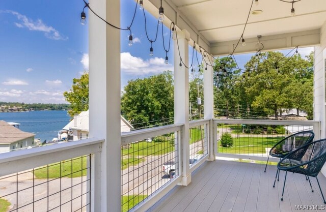 deck with a water view