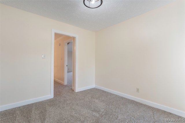 unfurnished room with light colored carpet and a textured ceiling