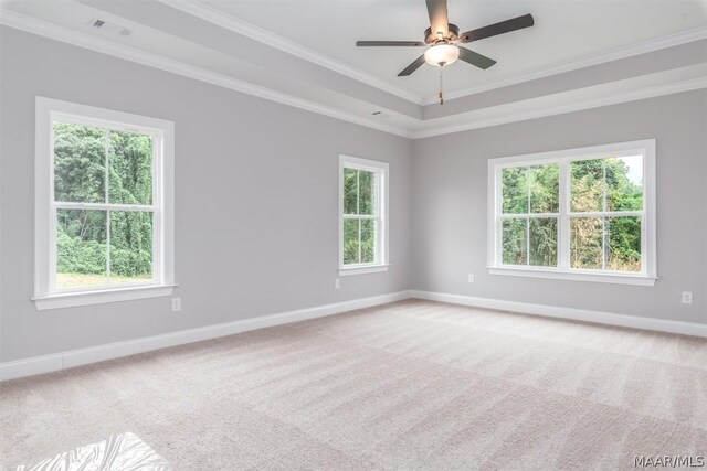 unfurnished room with a healthy amount of sunlight and ornamental molding