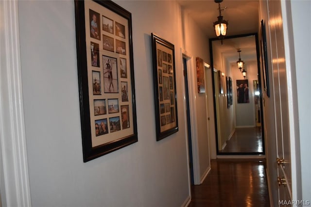 hallway featuring dark hardwood / wood-style floors