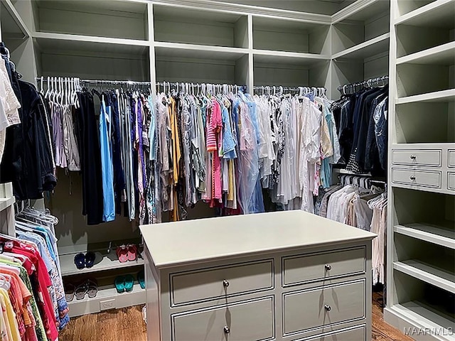 spacious closet with wood finished floors